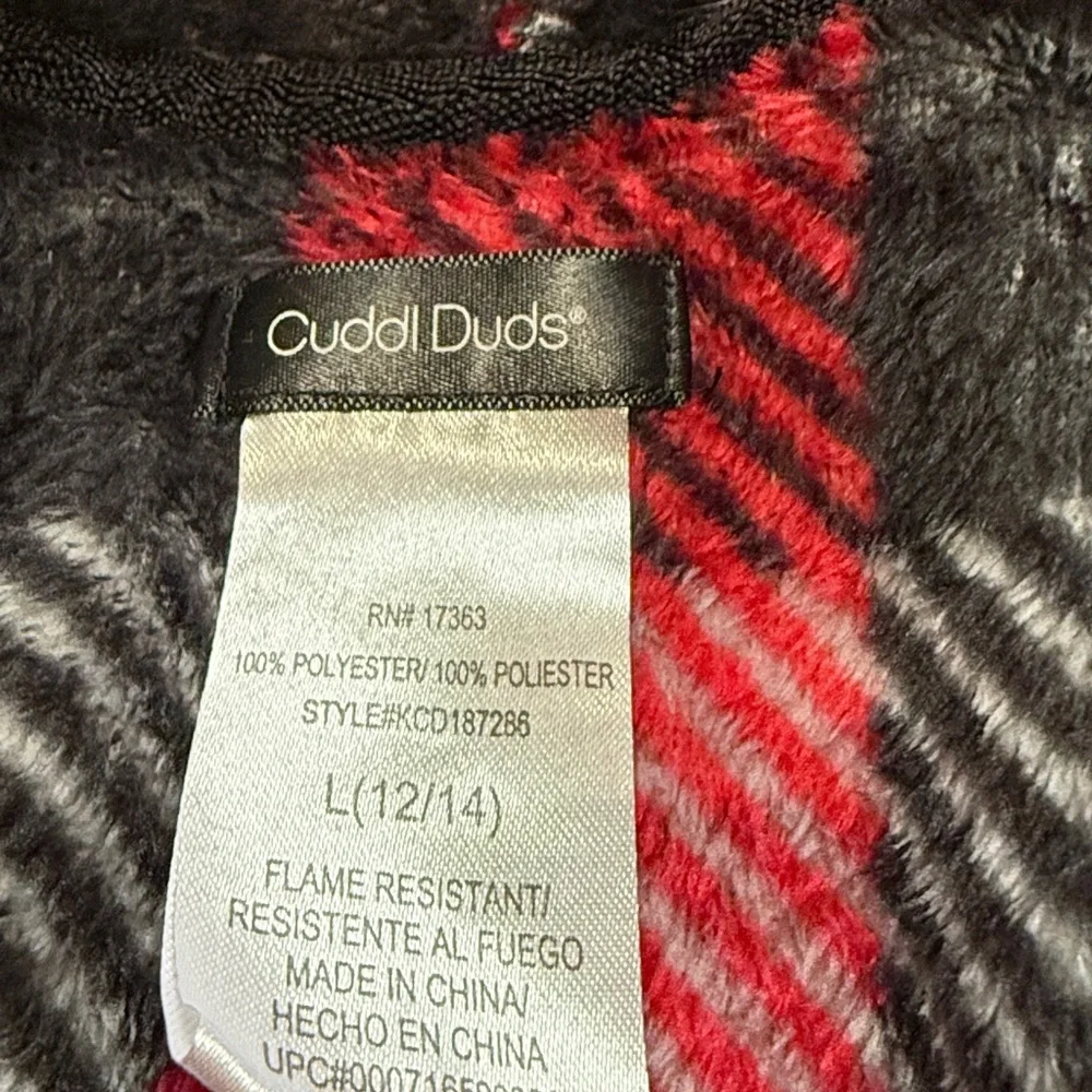 Cuddl Duds  youth Red and Black Plaid Fleece Hooded Robe